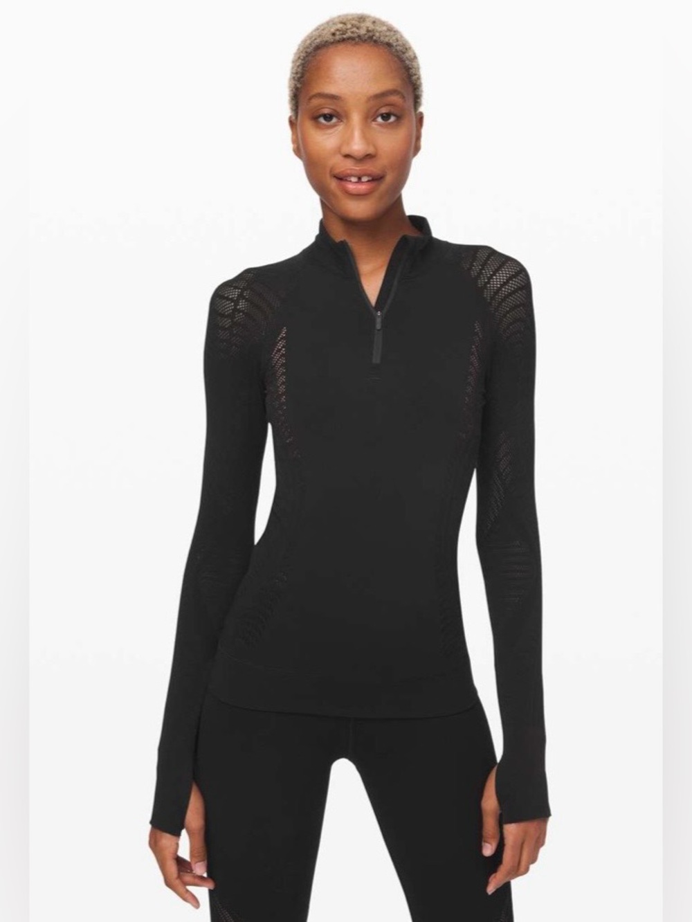 lululemon athletica Black Long-Sleeve Half Zip Performance Top